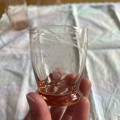 Three Pink Depression Glass Small Glasses All In Chip Free Condition See Photos
