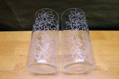 2 TEAVANA Clear Frosted Floral Design 14 oz Cold Beverage Tall Cooler Tumblers