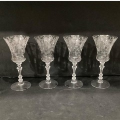 Vintage Rare Heisey Orchid Crystal Goblet Wine Etched Glass (1940-1957) 8.5″