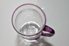 STEUBEN Clear Glass with Decorative Purple Handle and Rim