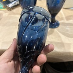 Noritake Sweet Swirl Dark Cobalt Blue Wine Glasses/Goblets (Lot of 3) 7-3/4”