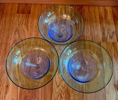 Vintage Circleware Set Of 3 Margarita Glasses Ombre Green to Blue EUC