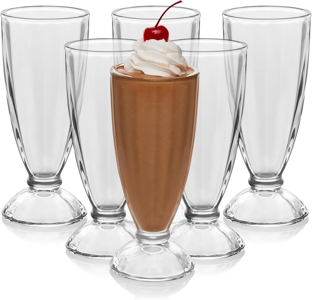 Fountain Shoppe Milkshake Glasses Set of 6 – Classic Old Fashioned
