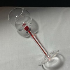 Petite Hand Blown Wine Glasses Clear With Red Infused Stem