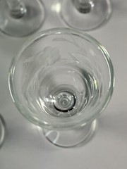 Vintage Aperitif Stemmed Glass sherry cordial glass gray cut floral pattern 3oz