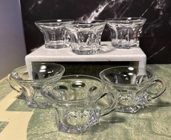 6 Vtg Heisey Crystal Colonial Puritan Narrow Flute Punch Cups EUC 28