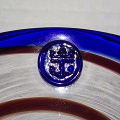 2Kosta Boda Hand Blown Royal Caribbean Martini/Margarita Glass Cobalt Blue Swirl