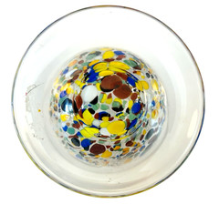 MURANO Italy White Crystal Cocktail Tumbler Wine Goblet Confetti – Set Of 2