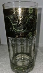 Vtg Cera Glass 22K Gold «Golden Grapes» Green Tumbler Drinking Glass Replacement