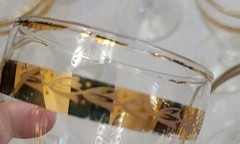 Libbey 22K Vtg Etched Gold-Trimmed Glass Goblets (31) Misc Designs/Style #3700-4