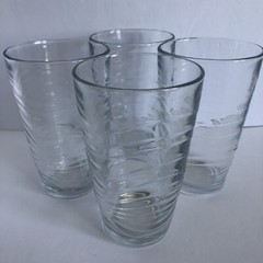 Vintage Libbey Orbita Waves Clear Glass Tumblers 16 Oz Set of 4