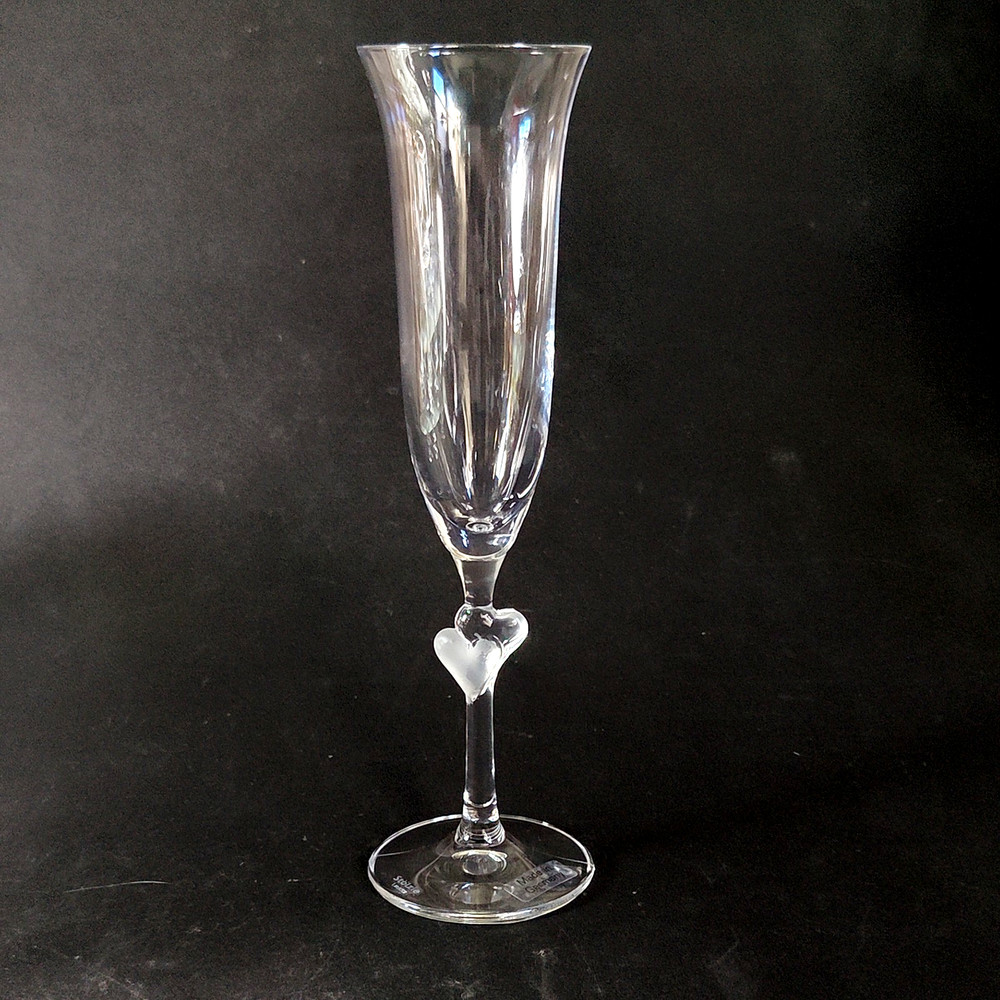 SCHOTT LAUSITZ L’AMORE CHAMPAGNE FLUTE, Frosted Crystal, 9 1/2″, 6 Oz, GERMANY