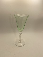 Vintage Cambridge Goblet Glass Bar Uv Reactive Glows Green Uranium 7”