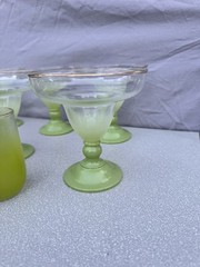 Large Blendo Lime Green Barware Set With Gold Rim 15 pieces Tumblers Cruets etc