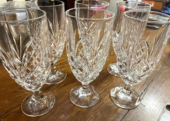 Set of 6 Godinger Dublin Shannon Heavy Crystal Footed Iced Tea Glasses 7.75”