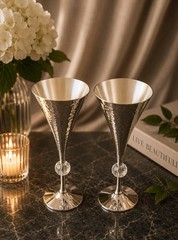 Perfect Gift ❤️ Episode Silver Plated Wine Goblet Duet