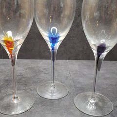 Pier 1 Teardrop Wine Glasses Hand Blown Long Stem Vintage