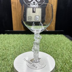Vintage Bayel Crystal Bacchus Male Nude Frosted Figural Stem Wine Glass 7 1/4″