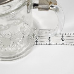 Vintage Clear Etched Floral Glass Beer Stein Pewter Lid Decorative Unmarked
