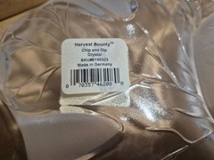 GORHAM CRYSTAL Fall Traditions HARVEST BOUNTY Chip and Dip Crystal Plate NEW