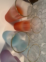 Set Of 8 Vintage Federal Glass Co. «Blendo» style Collins glasses 4 Ombré Color