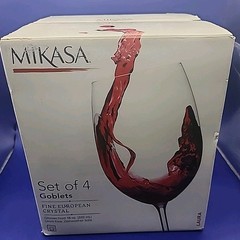 Mikasa LAURA GOBLETS Fine European Crystal Wine/Water New In Box 18oz Set of 4