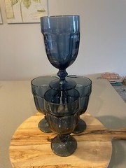Vintage MCM Libbey Duratuff Dusky Blue Gibralter Goblets, set of 4, EUC