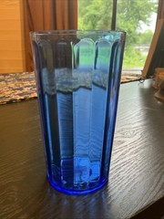 Vintage Hazel Atlas Cobalt Blue Panel Optic Tumbler 4 5/8″ 8 oz.