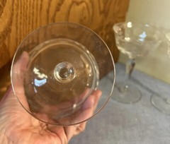 3 Liquor /Cocktail glass w/ etched Flower & Swag UNK1417 Unknown Manufacturer 6″