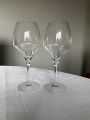 Set of 2 C&S Open Up Pattern Crystal All Purpose Marked Wine Glasses