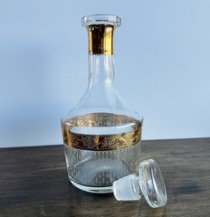 Vintage CULVAR 22K Gold Hollywood Regency Wine Decanter 1960s MCM Barware