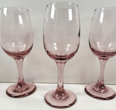 (7) Libbey Premiere Pink Water Goblets Set Vintage Elegant Classic Stemware Lot