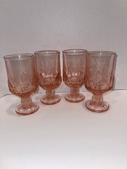 4 Vintage TIFFIN Franciscan Cabaret Pink Tea Glass Goblets Mint! HTF!