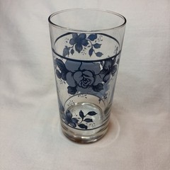 Vintage Corelle Impressions By Corning Blue Velvet Rose 16 oz Glass Tumbler