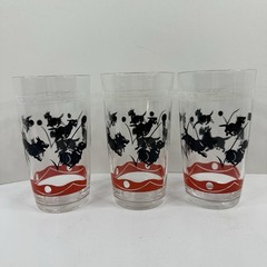 Set of 6 Federal Glass Scotty Dog Black Terrier Playing Fetch Tumbler Glasses