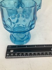 4 Glass GEORGIAN Viking Excelsior Azure BLue Flat Tumbler 4″ MCM 9 oz USA EUC