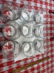Vintage Anchor Hocking Rock Clear Glasses Set of Nine Pink-Blue Floral Appliqué