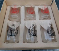 Vintage USSR Atomic Set of VODKA Glasses Mid Century Soviet Set