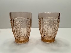 Anchor Hocking Pink Depression Glass Pitcher 80 oz. w/2 Matching Tumblers 4″