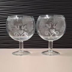 VTG Tiffany & Co Lovebird Crystal Water Wine Goblets Set of 2