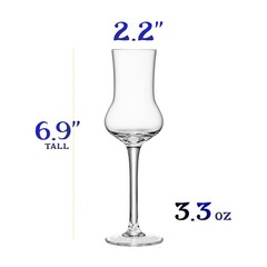 Crystal Limoncello Cordial Glasses | Set of 4 | Tall 3.3 oz Long Stemmed Spir…