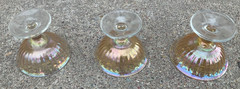 Vintage Iridescent Amber Carnival Glass Footed Sherbet Bowl Champagne Coupe