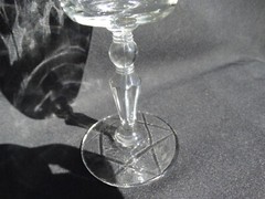 Rock Sharpe Clear Crystal Polish Cut 3006-9 Water Goblet Arch Flowers Cut Foot