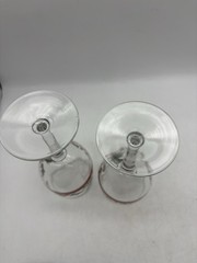 Libbey Holly Berry Wine Glass Glasses 7.5″ Set of 2 Christmas Barware Holiday