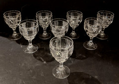 6 Vintage MCM 5.75″ Fostoria Clear Sunray #2510 9oz Water Glass Goblet Glasses