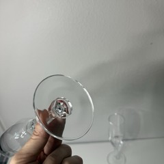 Vintage Crystal Champagne Flutes Set of 2 Faceted Stem Clear Glass 8.5″