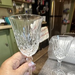 Clear Cut Glass Wine Goblets Stemware, Set of 4, Unisex Adults