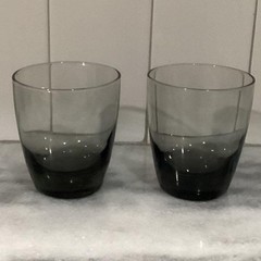 Libbey Smoke Gray Glass Tumblers, Set of 2, Vintage Weighted Bottom Glassware