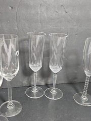 Crystal Champaign Mix Glasses Set Of 7 Princess Cruise 3 Twisted 2 & Diamond 2