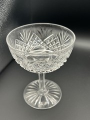 3 Strawberry Diamond Fan ABP Brilliant Prd. Cut Glass Champagne Coupes/Sherbets